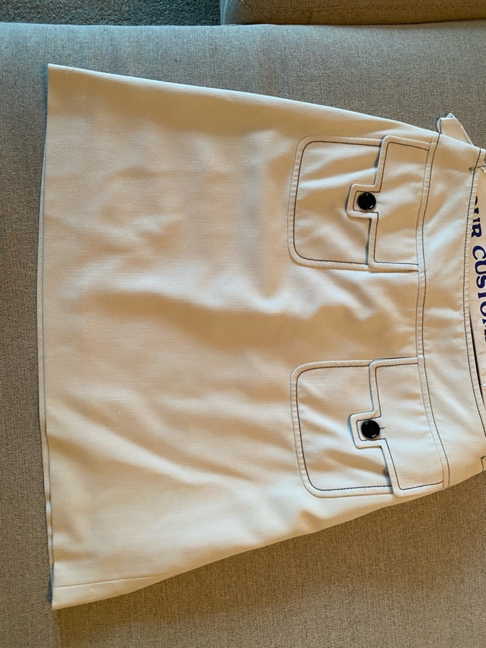 LOFT Cream Mini Skirt with Black Button Accents